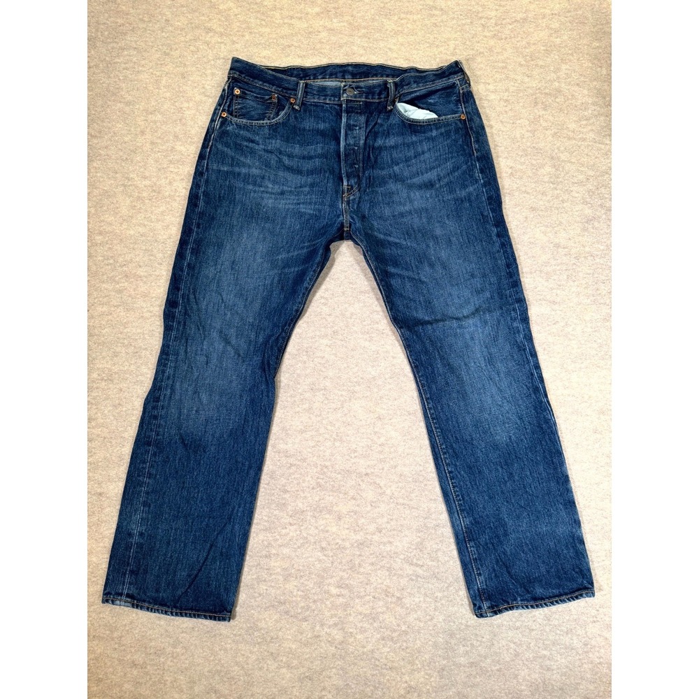Levis 501 Original Jeans Men 38x30 Blue Denim Dark Wash Logo Straight Leg Cotton